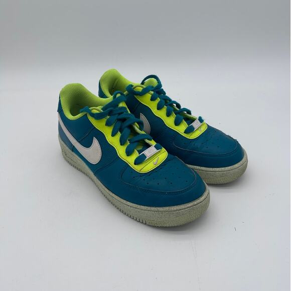 2022 Nike Air Force 1 Low Teal/Yellow Size 6.5Y - Picture 2 of 6